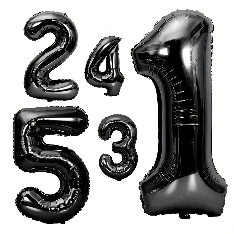  21 Balloon Number 40 Inch Black Number 21 Balloons