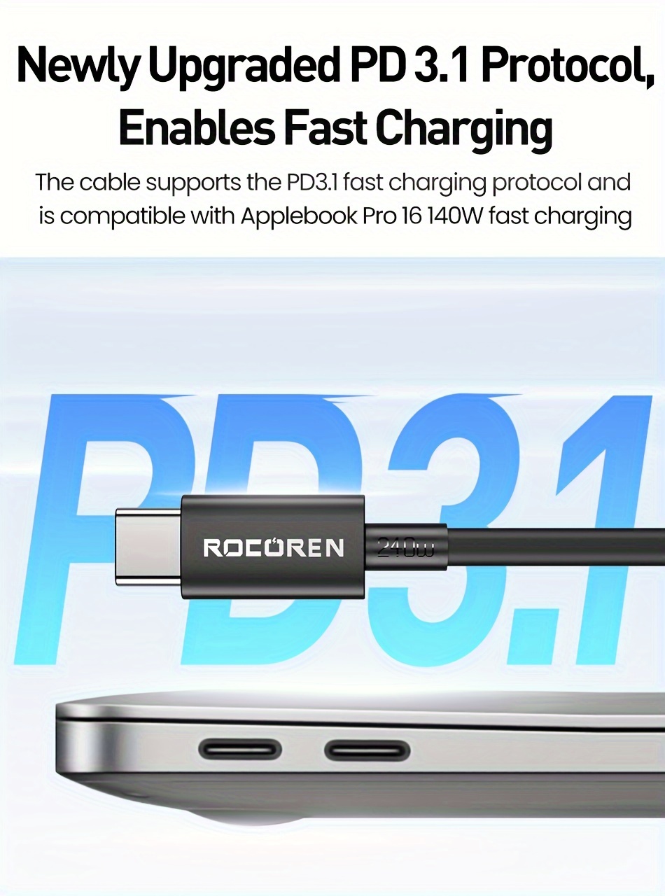 Rocoren 240W PD 3.1/ QC 5.0 Câble USB C Vers USB C - Temu Luxembourg