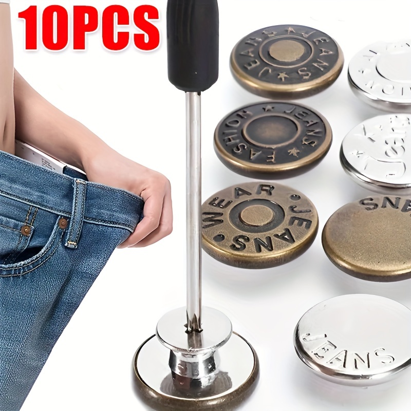 Jeans Buttons Replacement No Sewing Metal Button Repair Kit - Temu