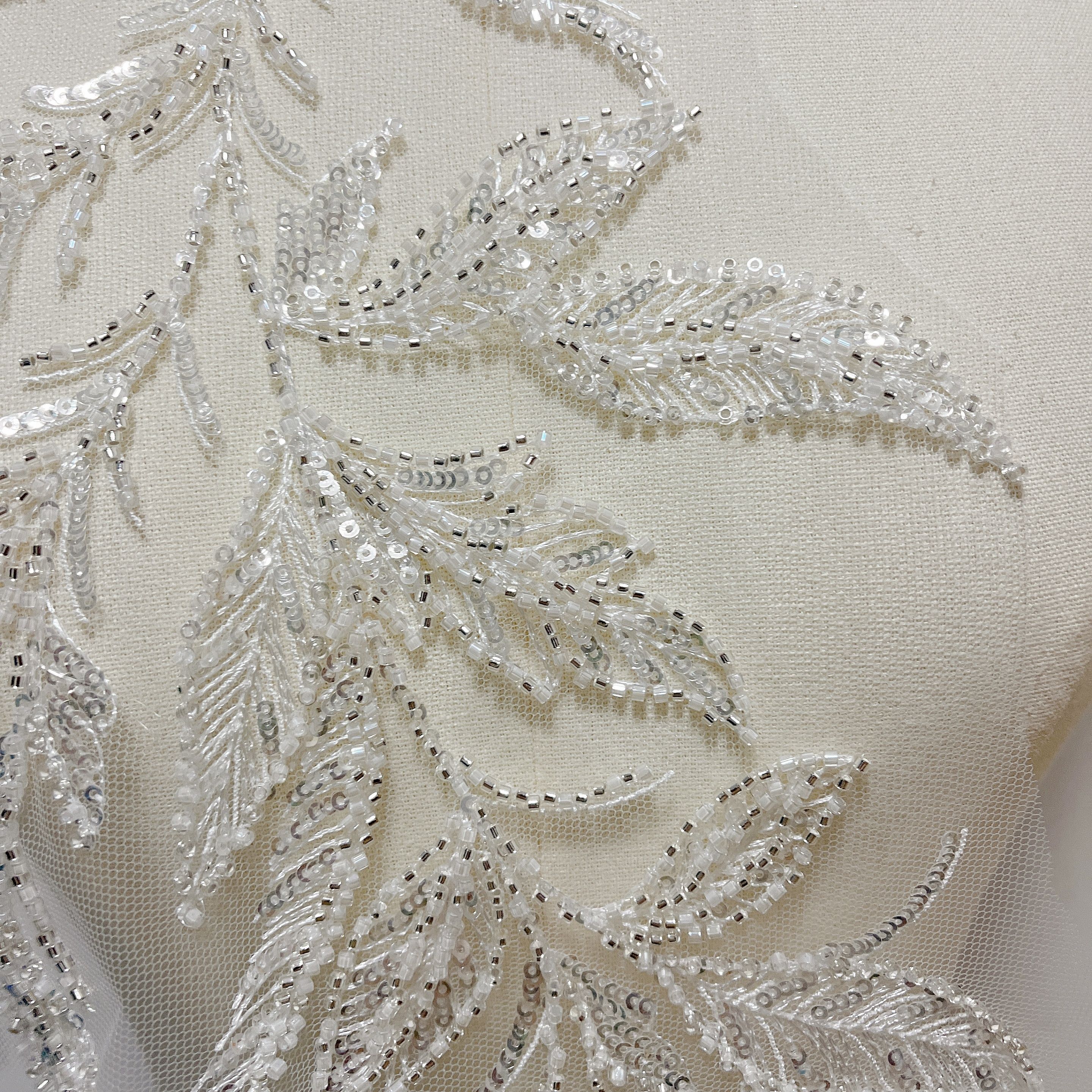Ivory Floral Leaf Bridal Lace Applique