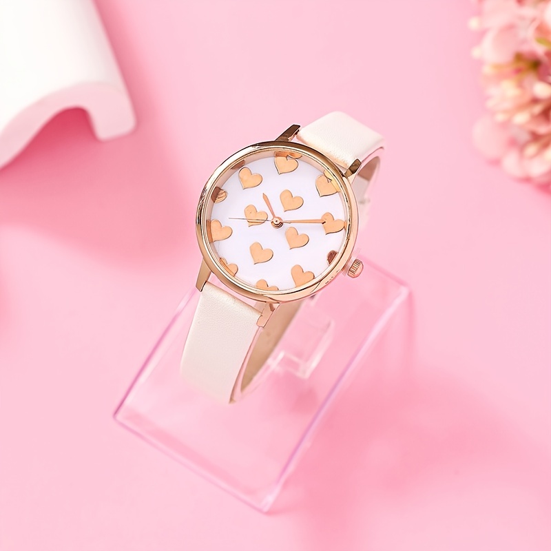 Minimalist Round Watch Women s Peach Heart Cute Watches Temu