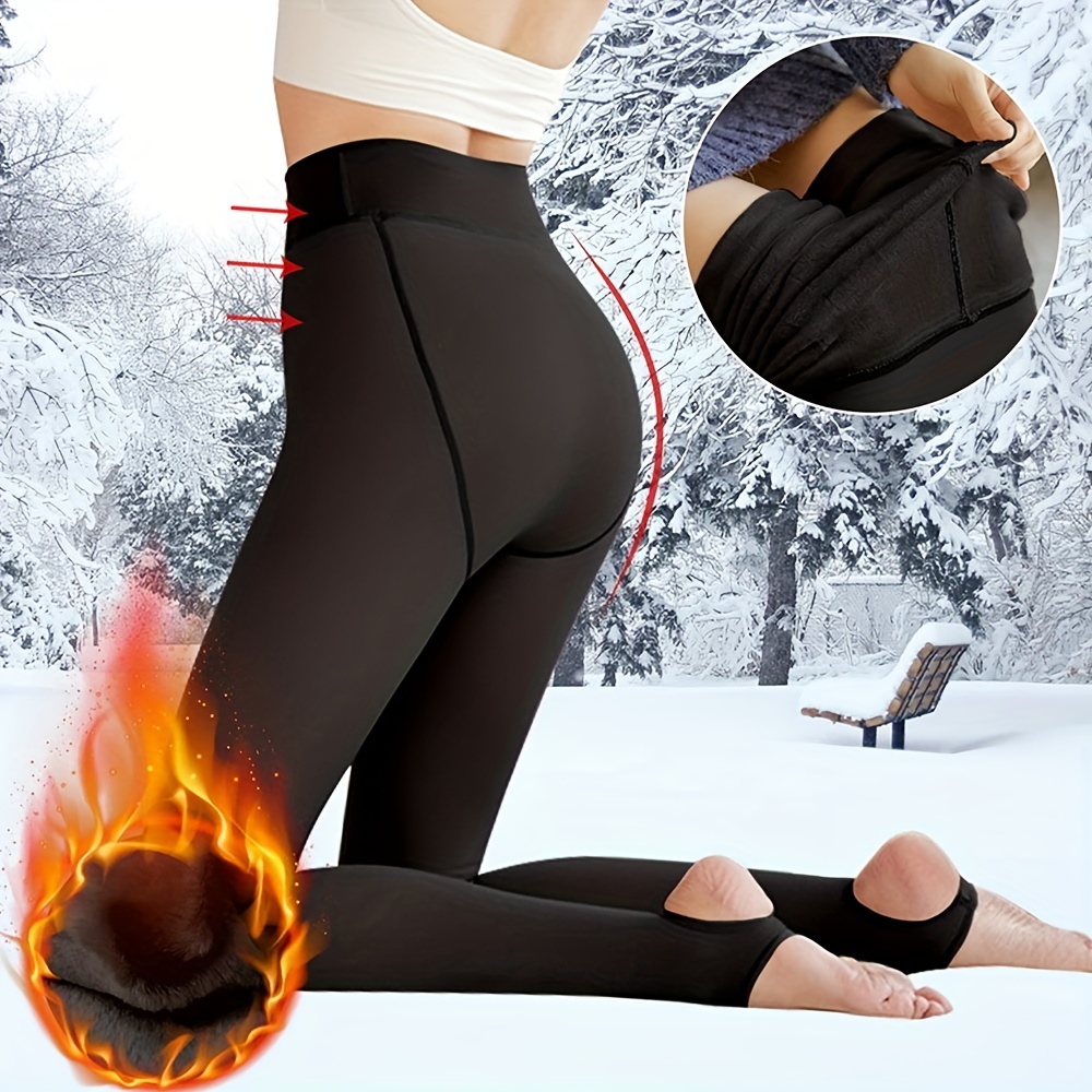 Women's Plush Lined Leggings Pockets Thermal High Waist Yoga - Temu