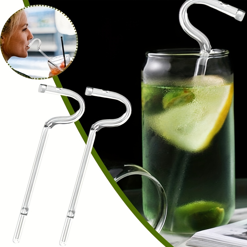 1pc Reusable Glass Drinking Straw, Flute Style Design, Anti Wrinkle Straw  With Cleaning Brush For Engaging Lips Horizontally