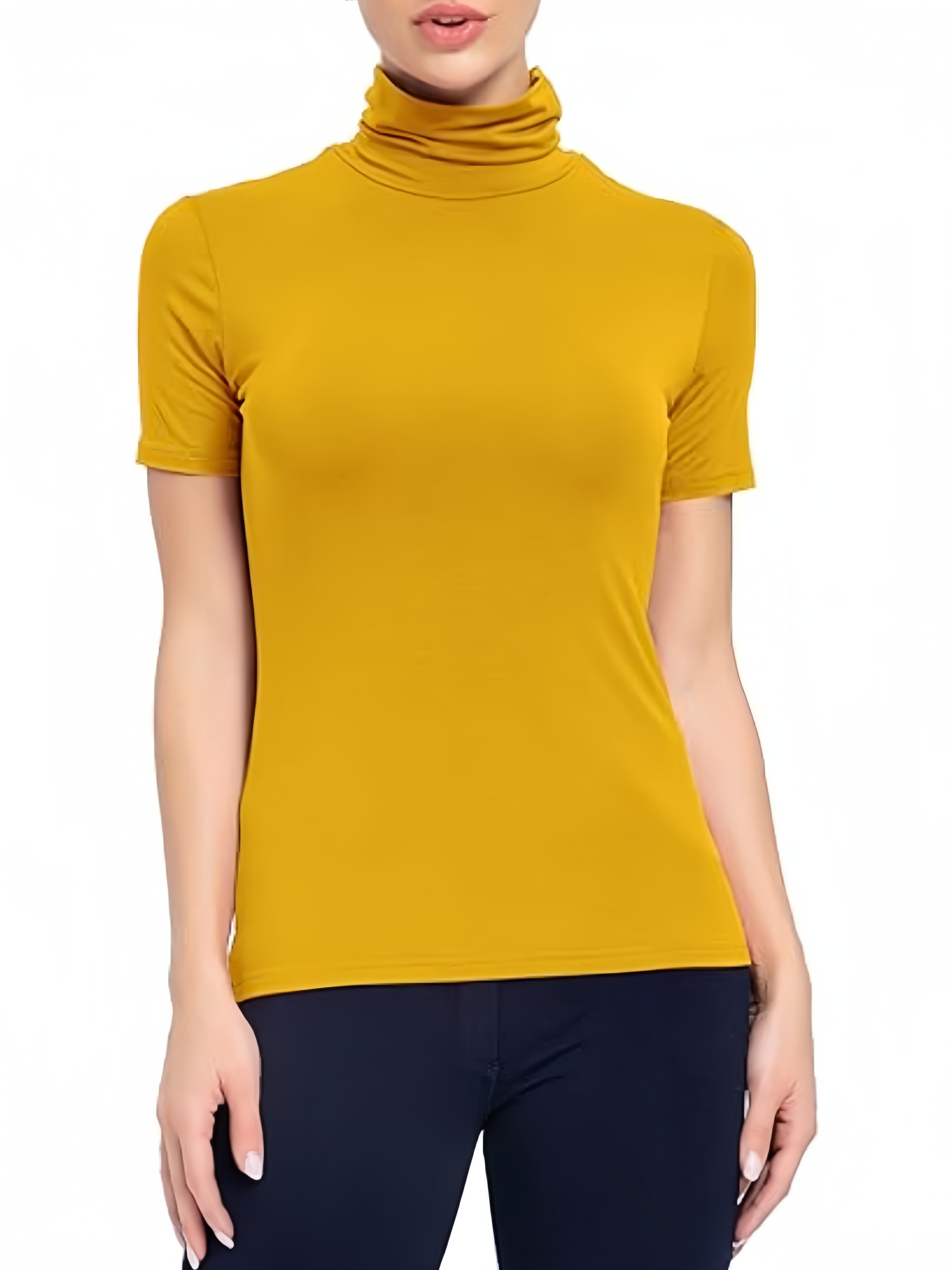 Yellow short sleeve on sale turtleneck