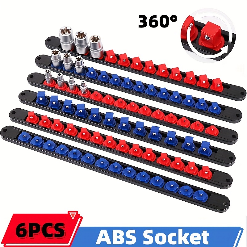 6pcs Abs Socket Organizer Drive Socket Holder 1/4 3/8 1/2 Drive Socket Clip Rail Racks Socket Holders