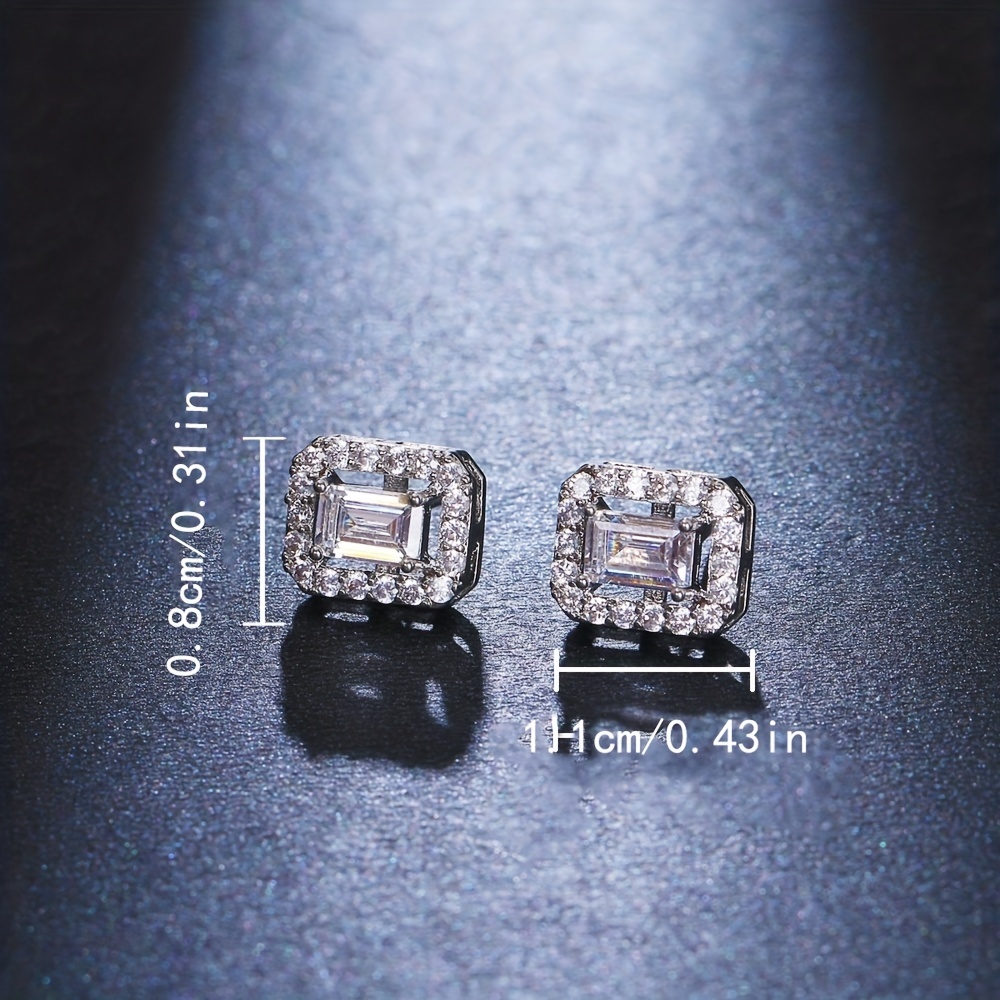 Men's Square Zircon Stud Earrings, Classic Couple Earrings