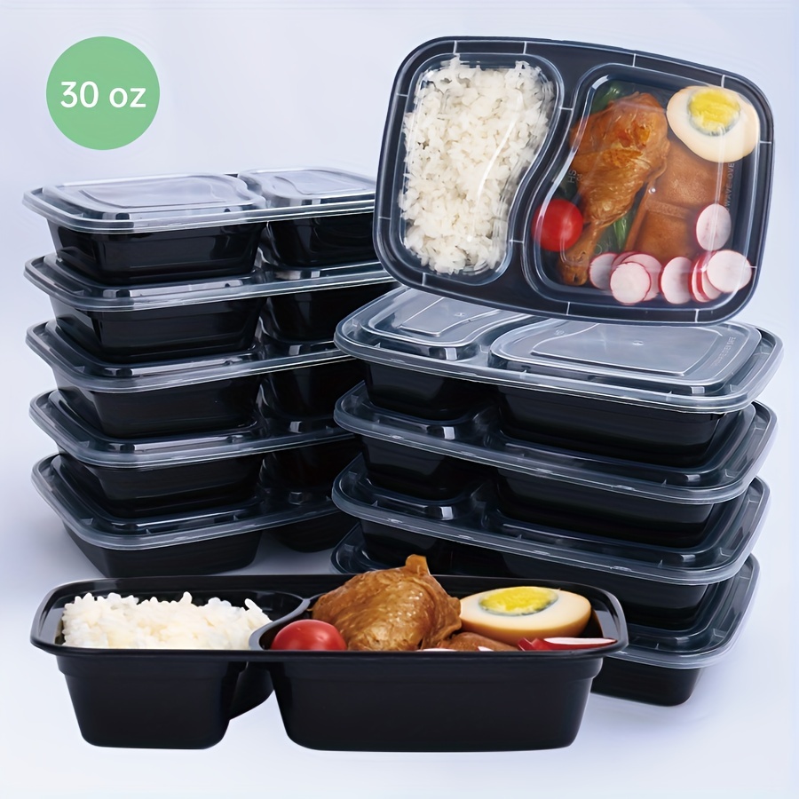 Freshware 32oz PP Plastic Rectangular Food Containers with Lids, 2-Com