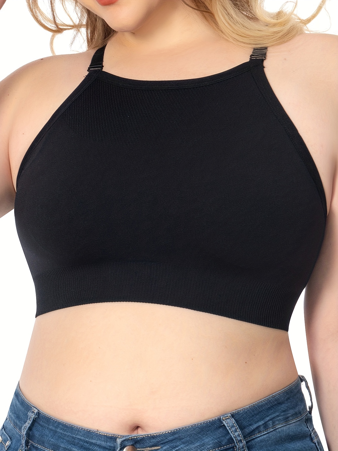 Women's Sports Bra Plus Size Solid Asymmetrical Neck - Temu Canada