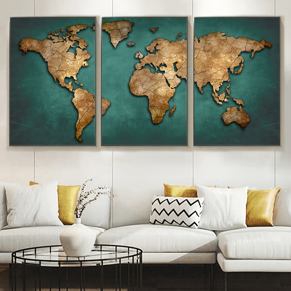 3pcs/Set Affiches En Toile Carte Du Monde Rétro Décoration - Temu France