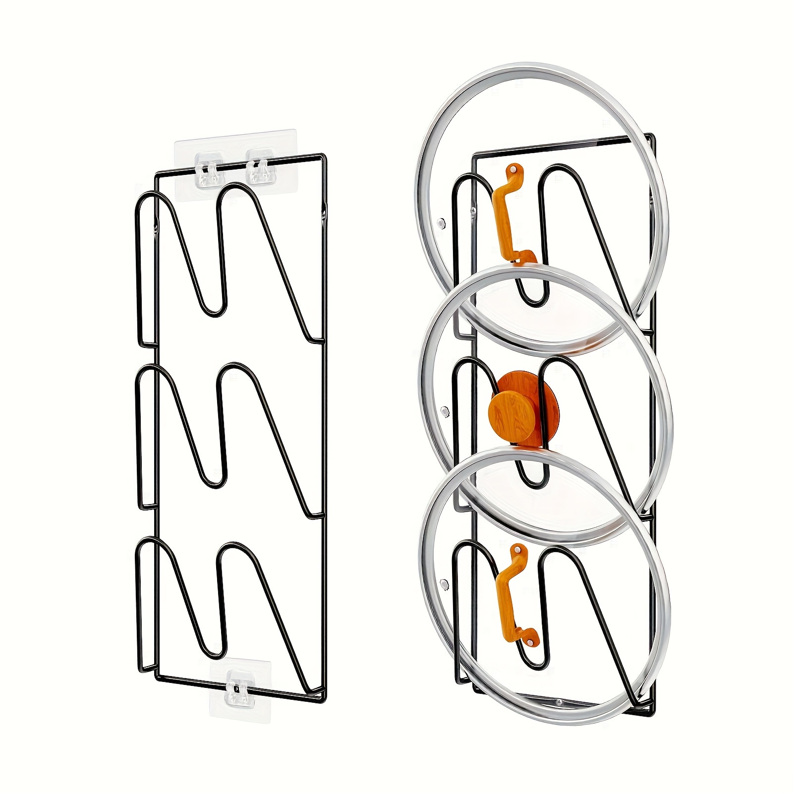 1pc Soportes para tapas de ollas, soporte para tapas sin perforaciones en  la pared, organizador resistente al óxido para colgar en la pared, para puer