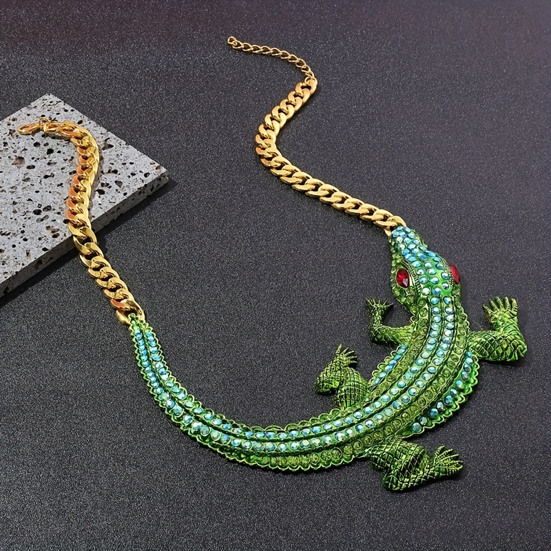 Exaggerated Large Crocodile Necklace for Halloween Party