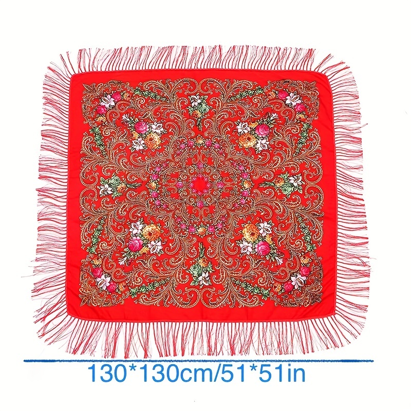 Bohemian Tassel Wrap Vintage Square Large Blanket Scarf
