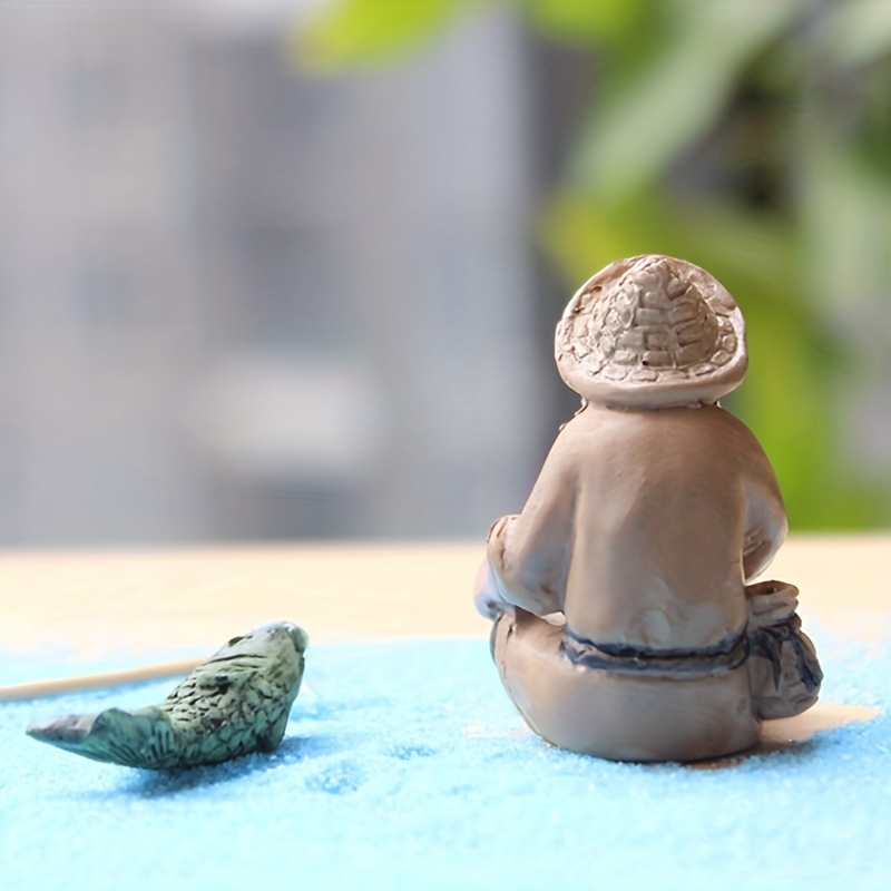 1pc Old Man Fishing Statue - The Perfect Garden Ornament for Your  Micro-Landscape!