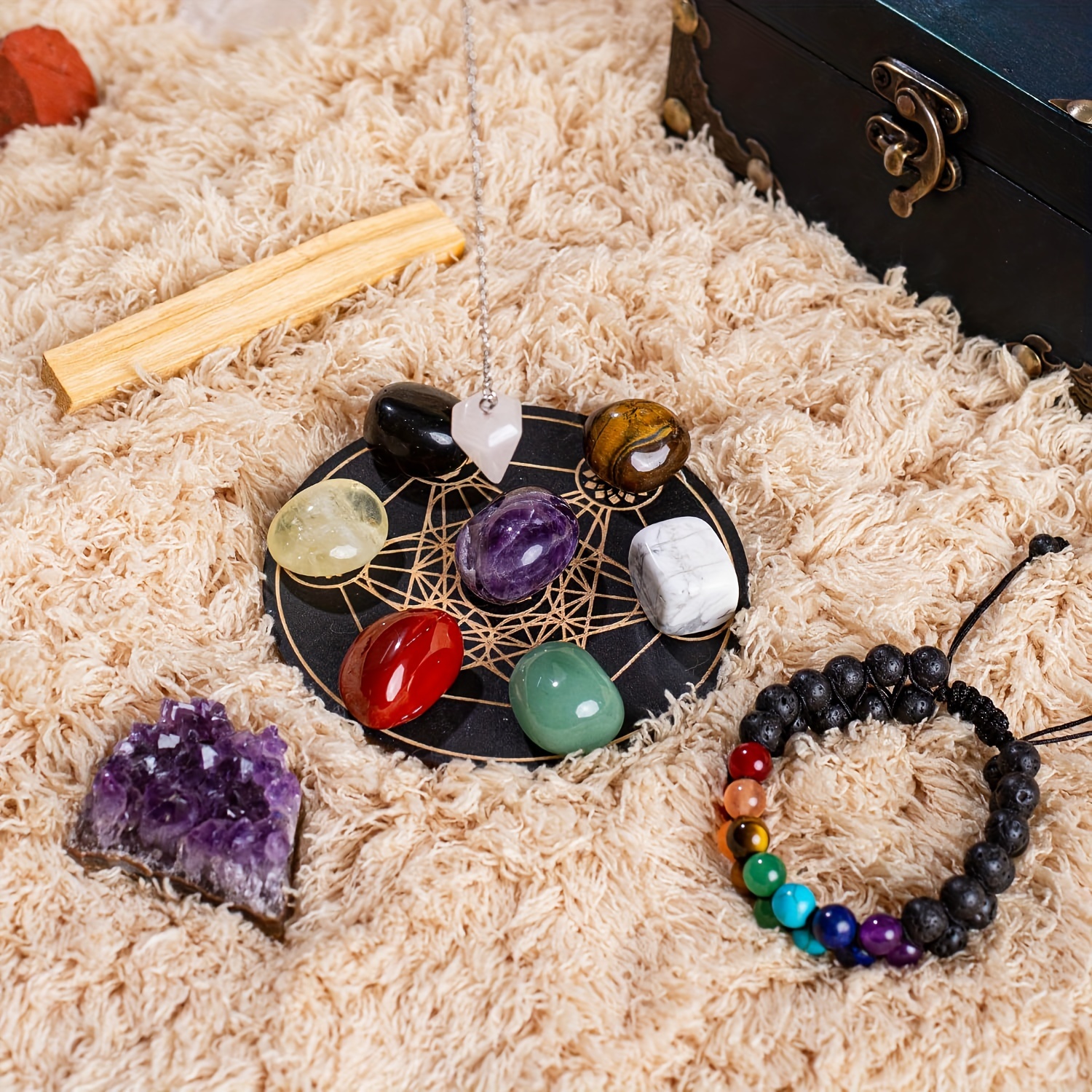 Gem Bead Box Set 240 Round Loose Stones Natural Amethyst Lava Mixed Color  Bracelet Jewelry Making Tool Kit -  UK