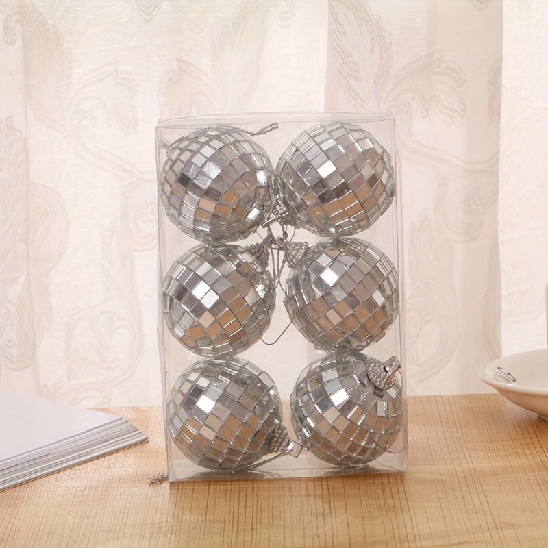 Lot de 6 boules disco argentées de 4cm pour décoration de fête, de Noël, de  mariage