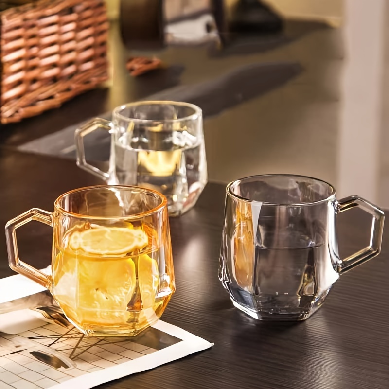 4/2Pcs Vertical Striped Glass Cup Ice Coffee Mug Japanese Retro Embossed  Transparent Water Juice Drink Beer Stackable Glassware