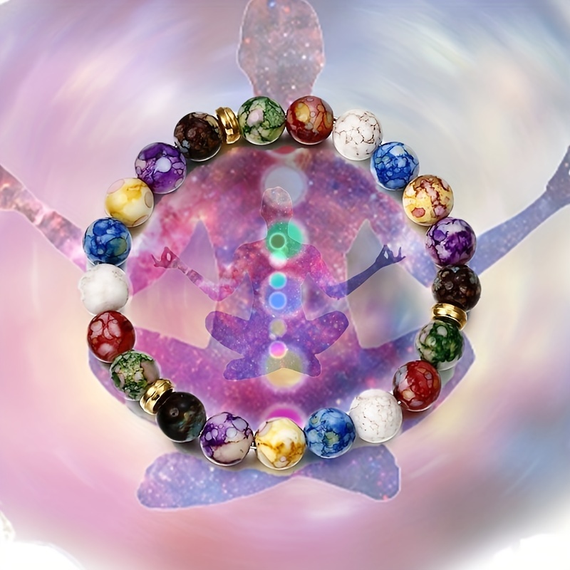 Classic 7 Chakra Beads Bracelet Natural Stone Agates - Temu Canada