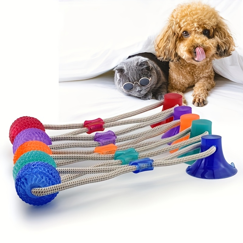 Dog Suction Cup Toy Dog Chew Toy Dog Suction Cup Toothbrush Rope Toy with  Strong Rope Teeth Cleaning Toys,Multifunction Pet Interactive Molar Bite