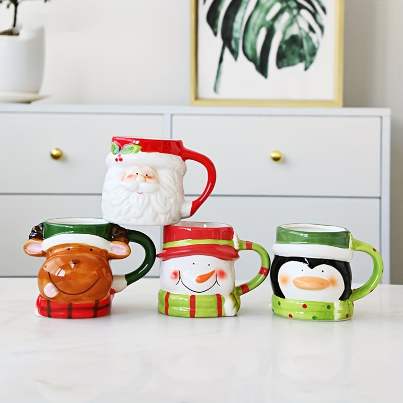 Christmas Ceramic Coffee Tea Cup Mug Cute Snowman Mug Red - Temu