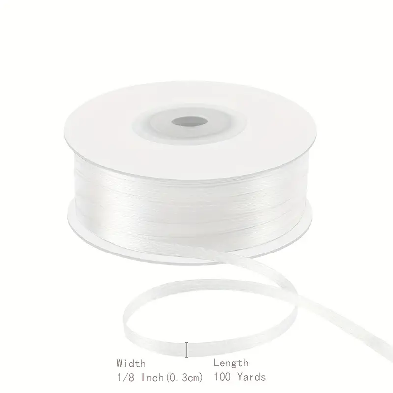 X 100 Yards Satin Ribbon Thin Solid Fabric Ribbons Roll For - Temu