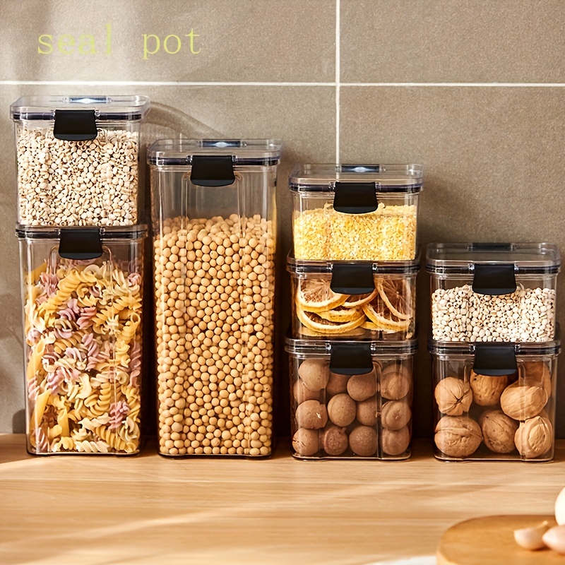 Food Storage Containers With Bamboo Lids, Clear Airtight Food Jars,  Moisture-proof Transparent Sealed Fresh-keeping Box, For Cereal, Rice,  Pasta, Coffee Beans, Nuts And Sugar, Plastic Food Preservation Tank, Home  Kitchen Supplies 