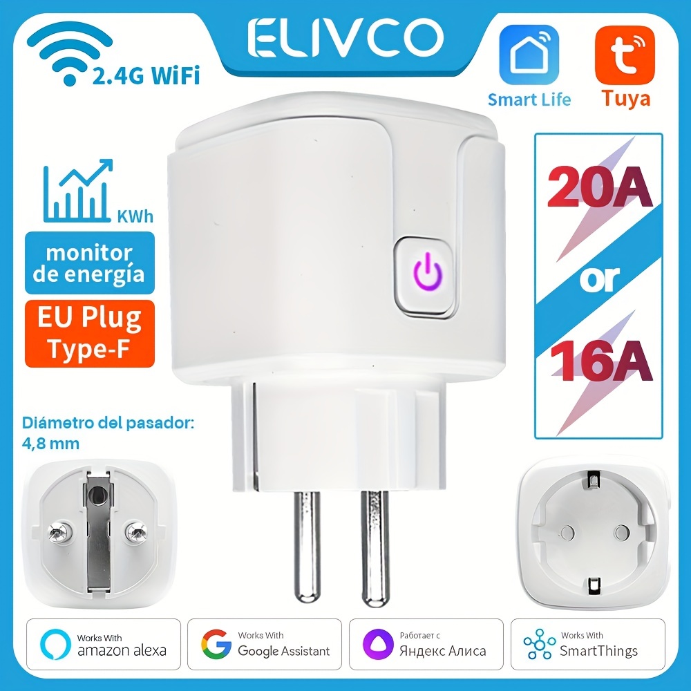 Enchufe de la UE Smart Power Plug HomeKit y ZigBee 3.0 2.4GHz 16A Función  de medición