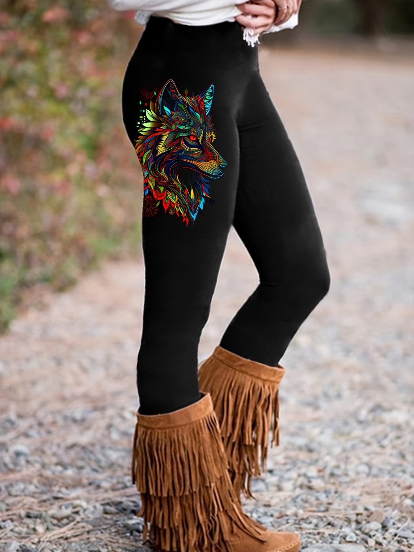 Kaufe Ferocious Wolf Print Yoga-Outfit für Damen, modische 3D