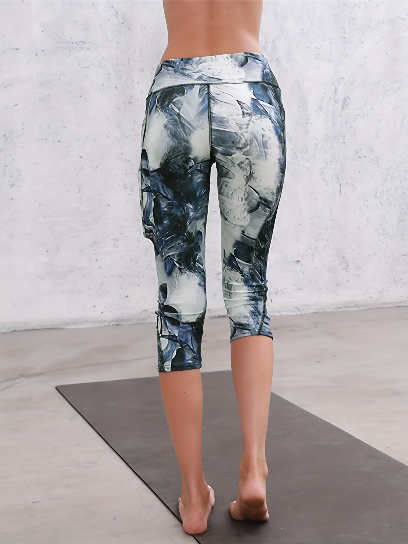 Color Block Geometric Pattern Quick Drying Capri Yoga Pants - Temu