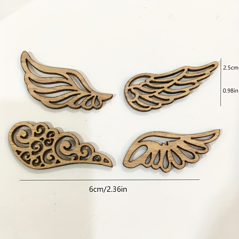 Angel Wings Wooden Diy Crafts Paper Cutting Wooden Products - Temu