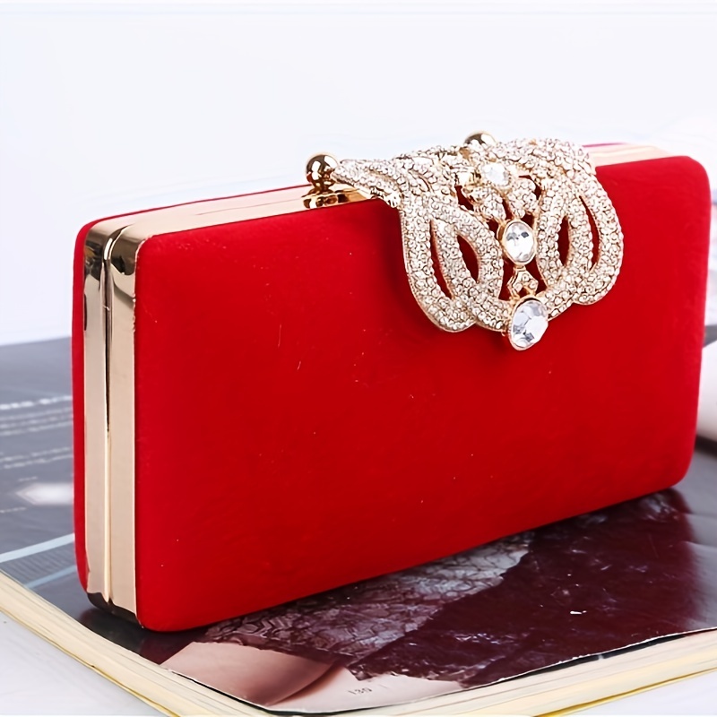 Clutch Bag. Red Clutch Purse. Clutch Bags for Ladies. Evening Bag for Women. Velvet Clutch Bag. Red Evening Bag. Prom Bag. Red Clutch Bag