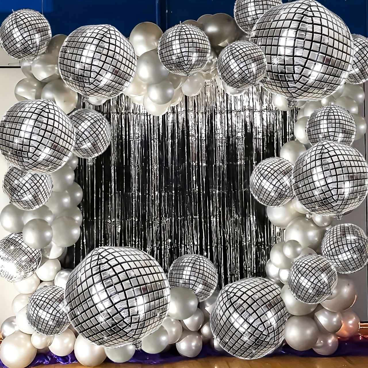 6 Pack Large Disco Balloons for 70s Disco Party Decorations, 4D Large 22  Inch Round Metallic Silver Disco Foil Balloons for Disco Birthday Party