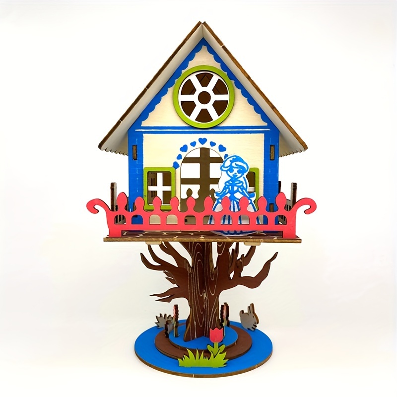 Wooden 3D Puzzle, Building Model Puzzle Kits Princess Tree House Model, DIY  Laser Cut Assembly Model Kit Brain Teaser Three-dimensional Puzzle