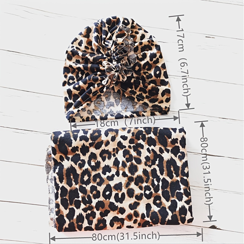 Baby Hat, Bag & Towel Set with Leopard Throw Blanket