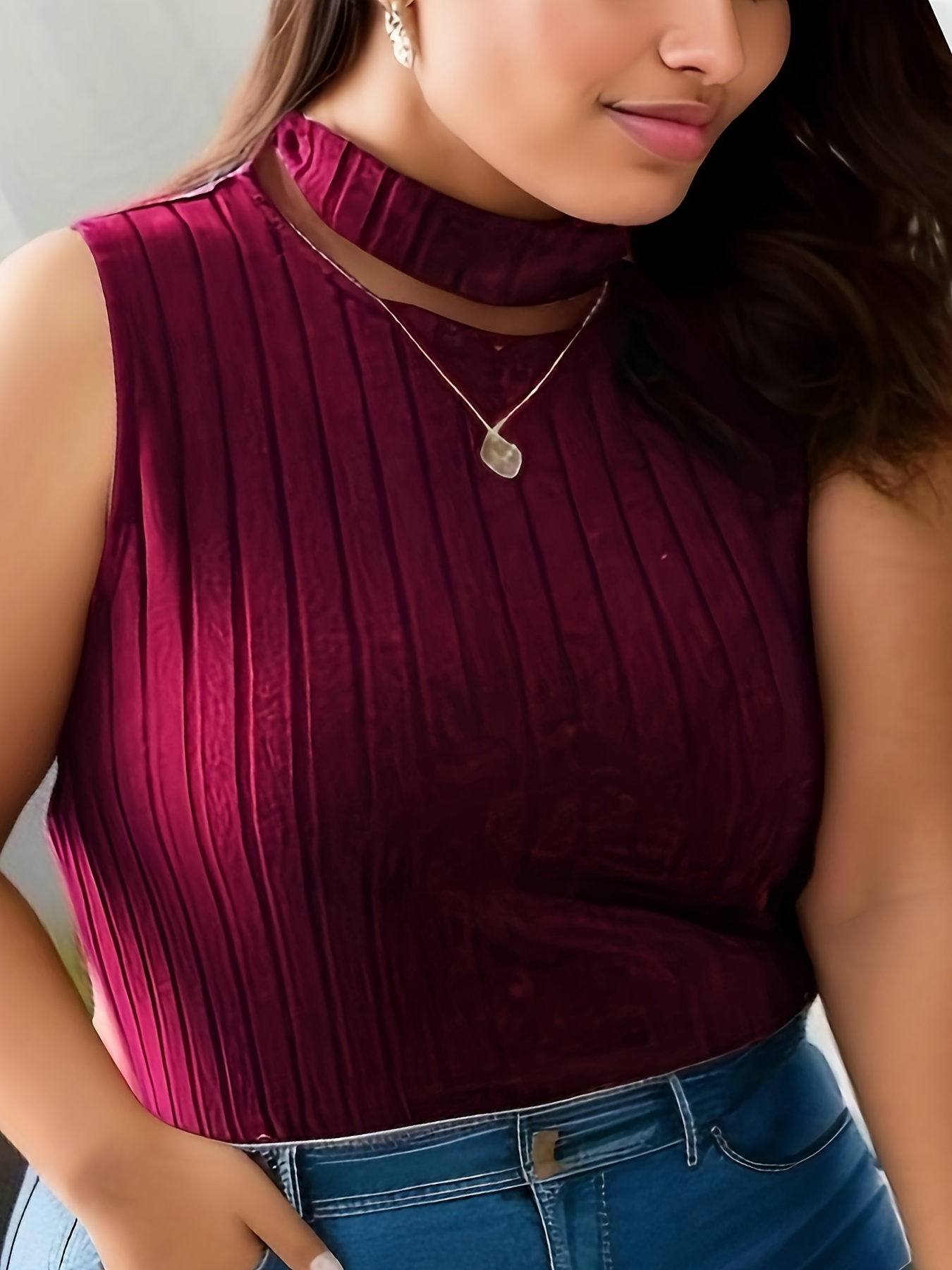 BESTIE Solid Color Versatile Sleeveless Base Layer T-Shirt for Women Plus Size Curves