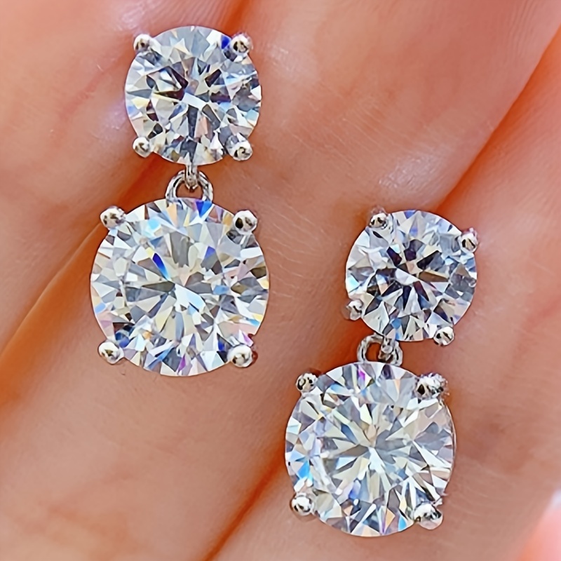 Image of 's Engagement And Wedding Round Zirconia Pendant Earrings For Ladies To Wear At Parties And For A Fashionable Look