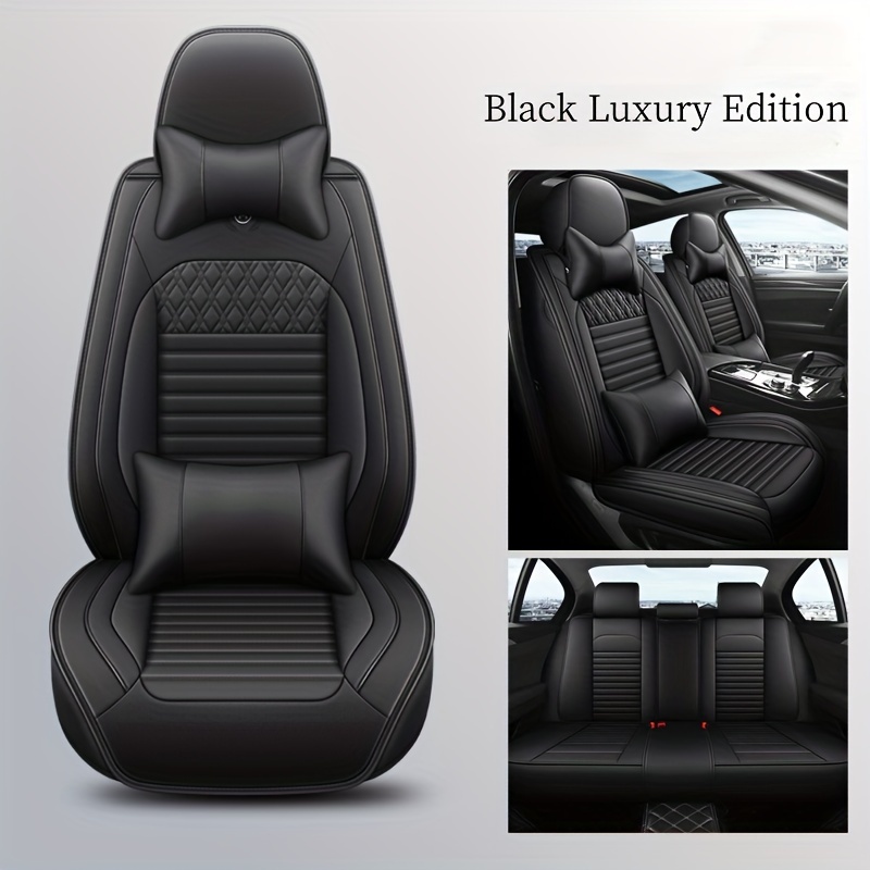 Luxury Auto Car Seat Cover Full Set Waterproof Leather Front Rear Universal  Pad