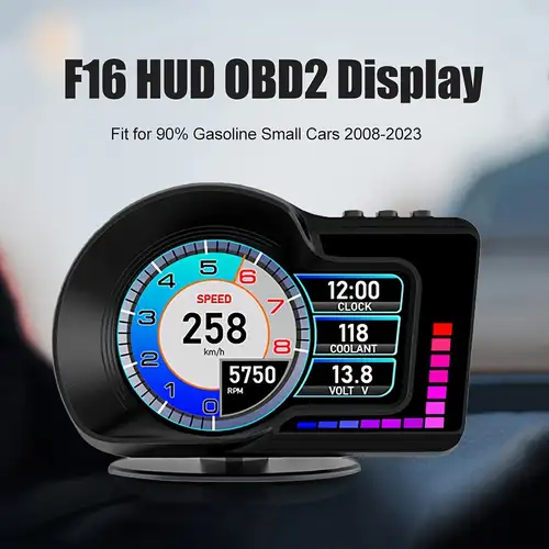EFORCAR Affichage tête haute, compteur de vitesse HUD de voiture haute  définition avec panneau de réflexion pliable OBD2 Interface HD LED  Affichage de