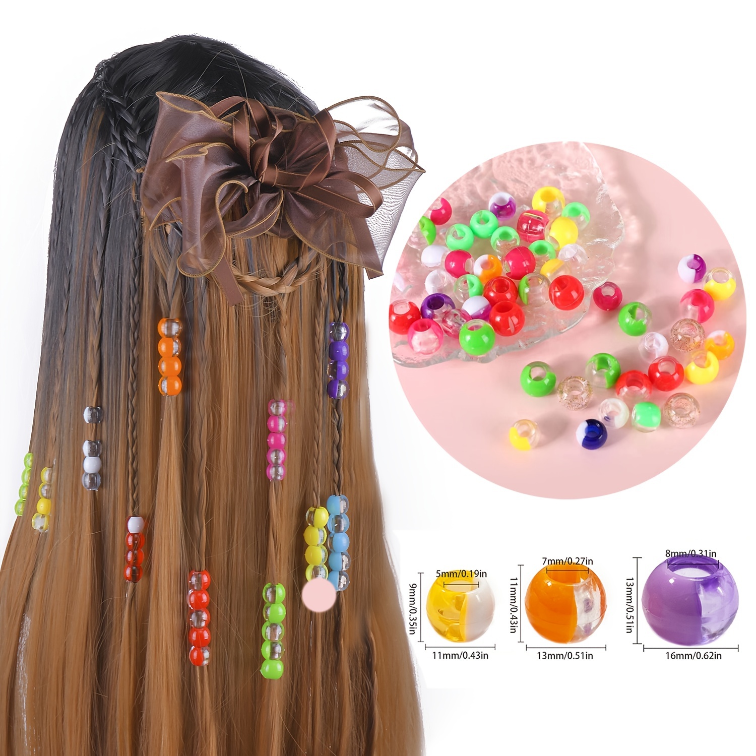 Wooden Beads Jewelry Making Home Decora Craft Dreadlock Dirty Hair Bead 5mm  Hole