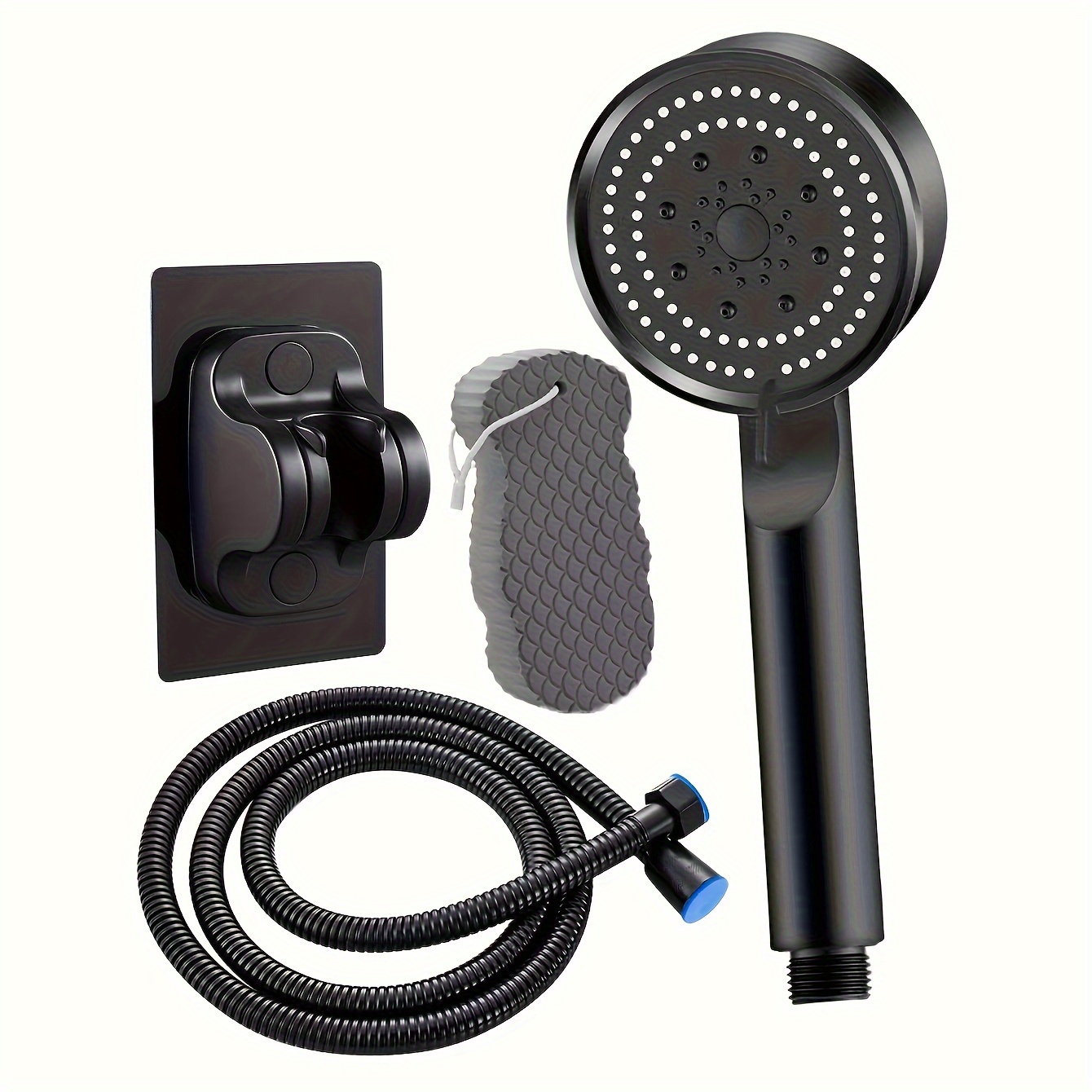 

1pc Pressurized Handheld Shower Head With Bracket Hose And Sponge, 5 Modes Adjustable Water Output Shower Head, Bathroom Shower Nozzle, Shower Sprinkler, Bathroom Hardware, Bathroom Accessories