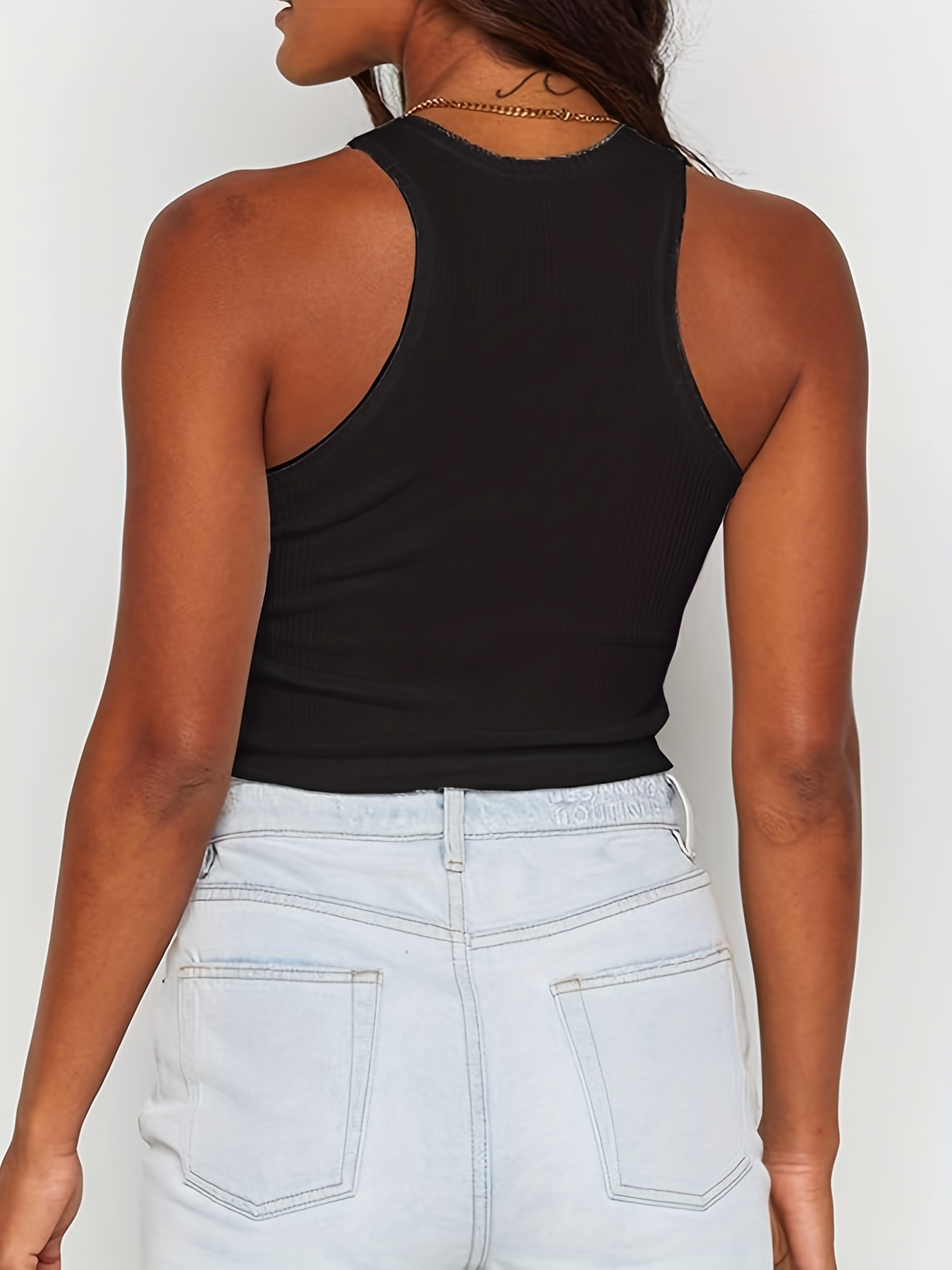 Versatile Solid Crop Tank Top Y2k Sleeveless Crew Neck Tank - Temu