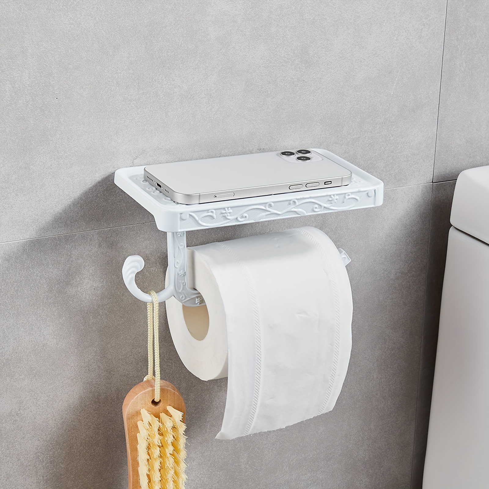 Toilet Roll Paper Holder With Shelf Bathroom Tissue Storage - Temu
