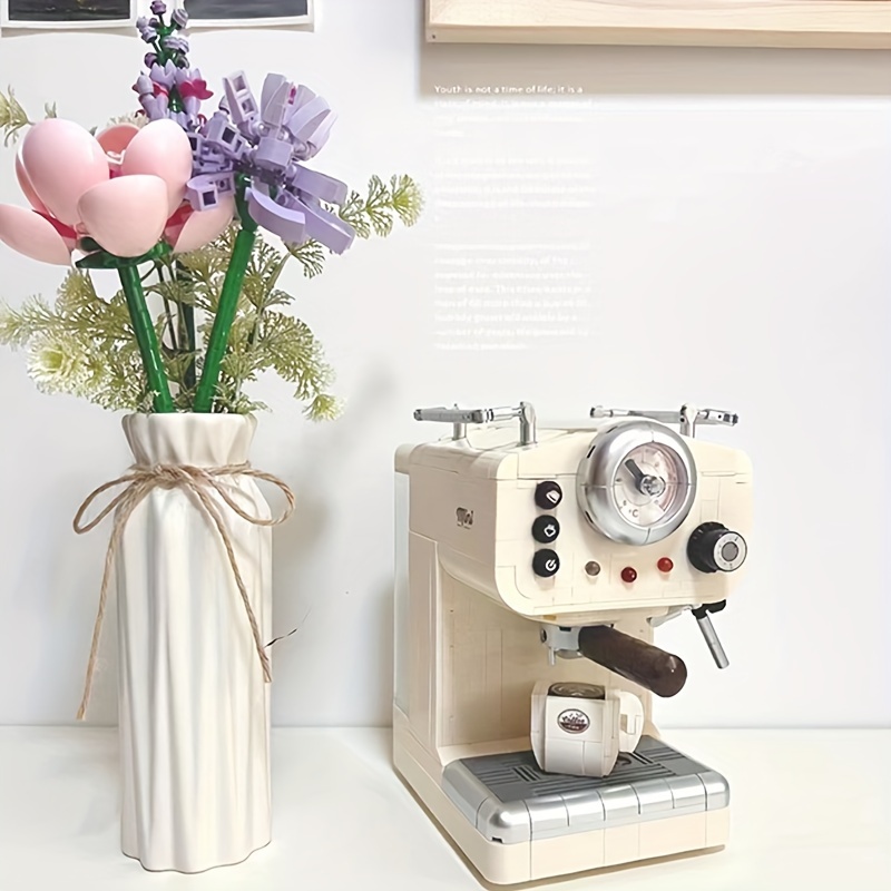 Retro Coffee Machine Building Block Kit Collectible Display - Temu
