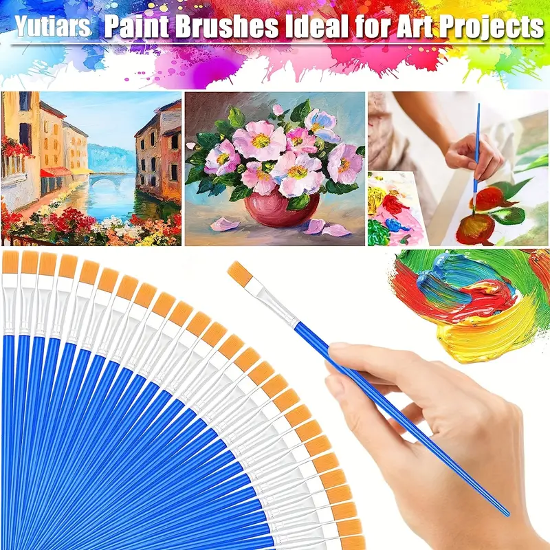 Small Paint Brushes Bulk Paint Brushes Flat Paint Brushes - Temu