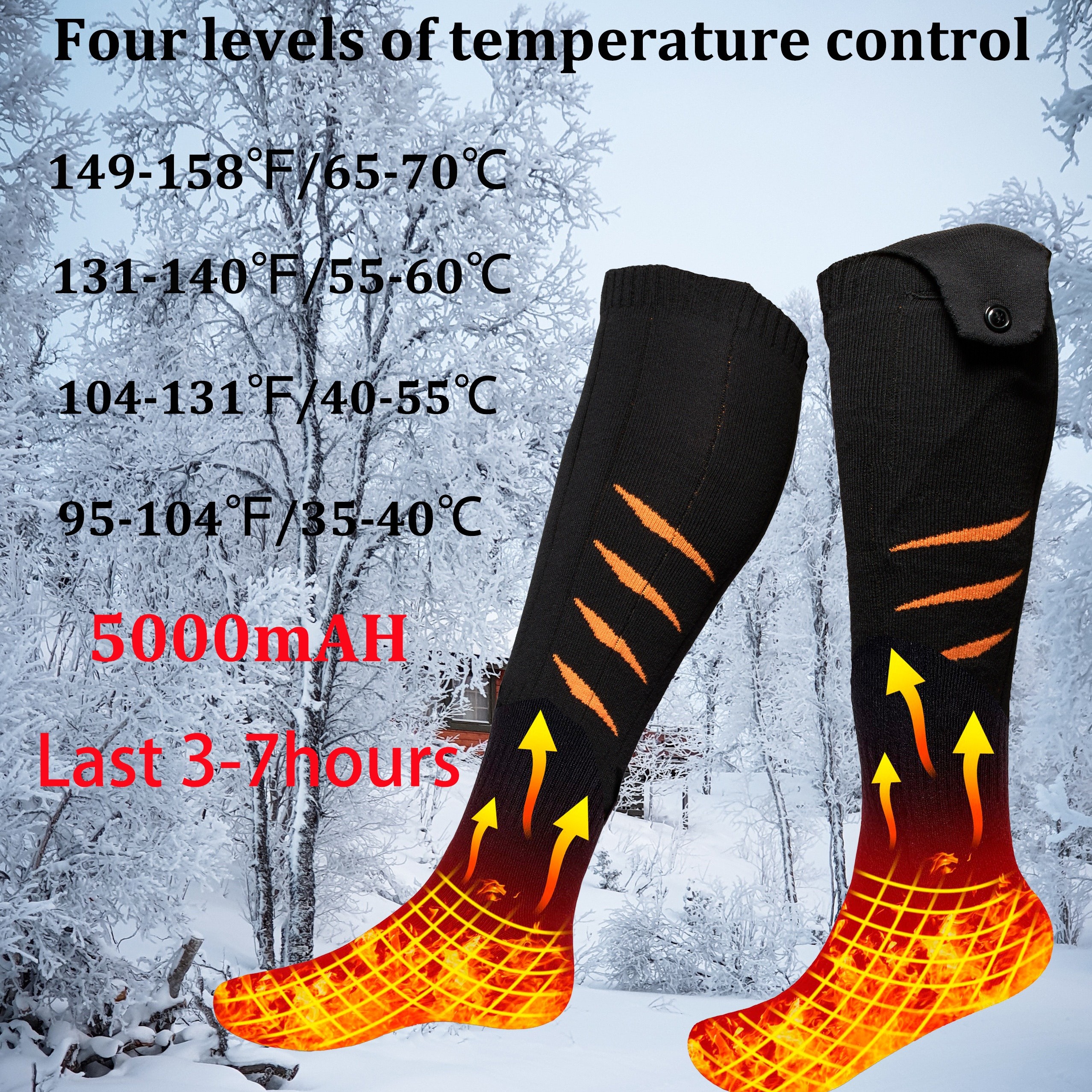 Calcetines calefactables de calor para hombre y mujer, calcetín con batería  para pies fríos, calcetines eléctricos térmicos para acampar, calentadores