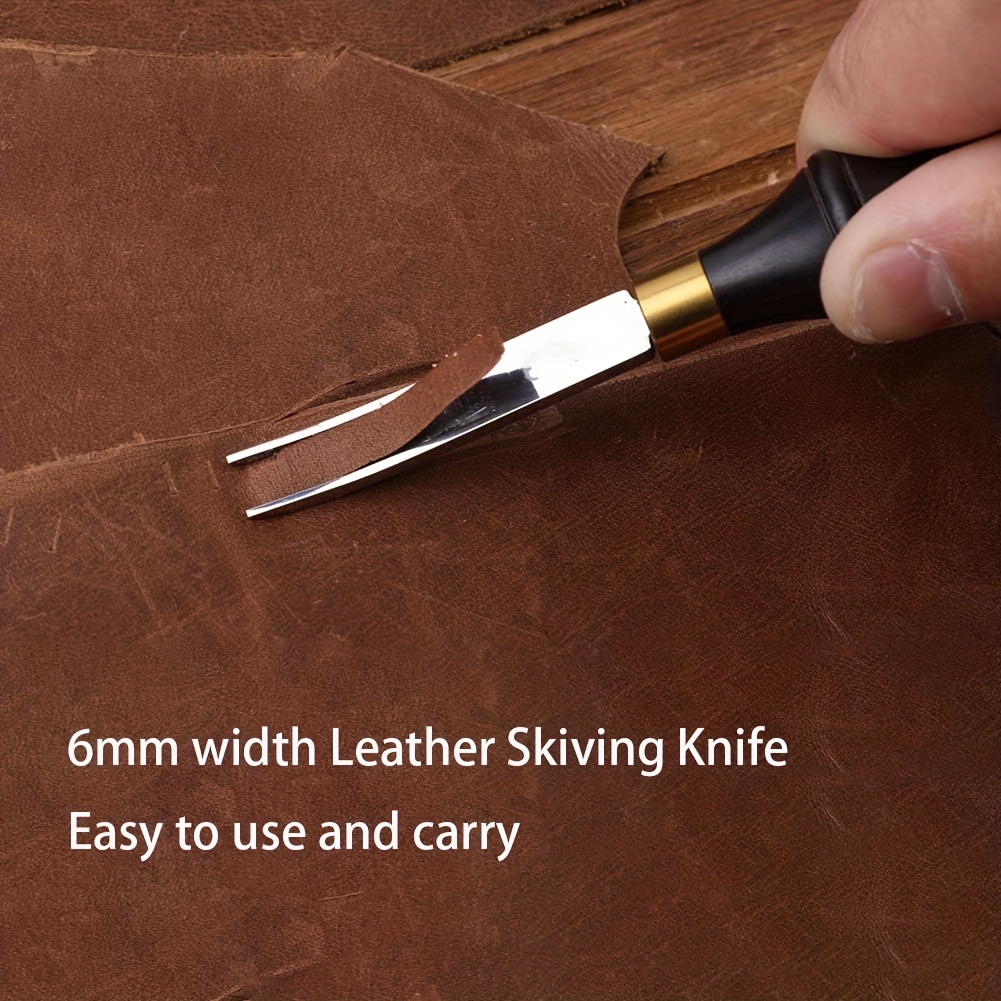 Skiving Knife for Leather Work Leather Cutting Knife Brown Ebony Wood  Skiver Leather Sewing Carvings Thinning Handle DIY Tools - AliExpress