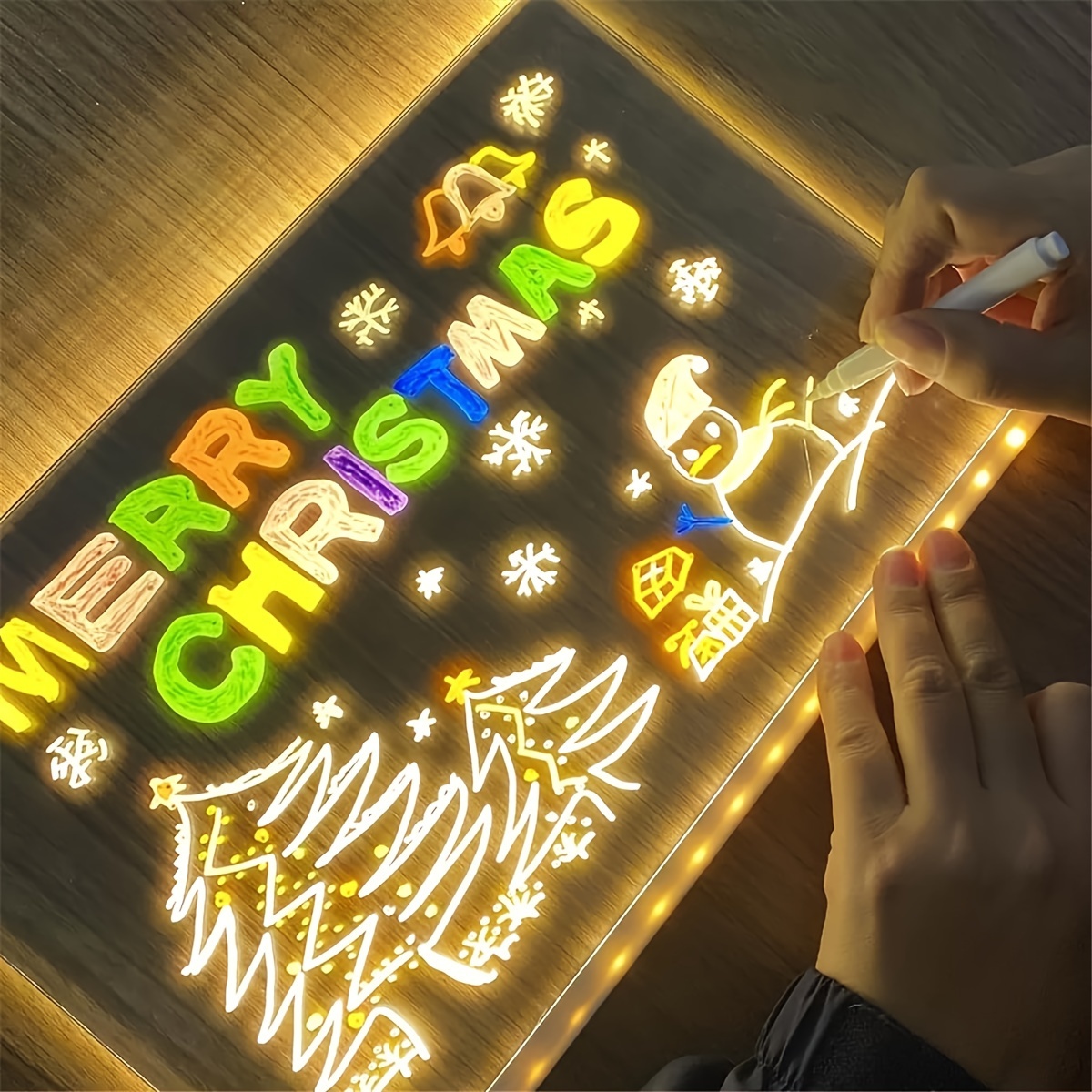 ACMHNC Tableau de message avec lumières LED, tableau acrylique effaçable,tableau  blanc transparent avec veilleuse,avec 7 stylos néons, cadeau créatif pour  petite amie,maman, papa, enfants,30 x 20 cm : : Fournitures de  bureau