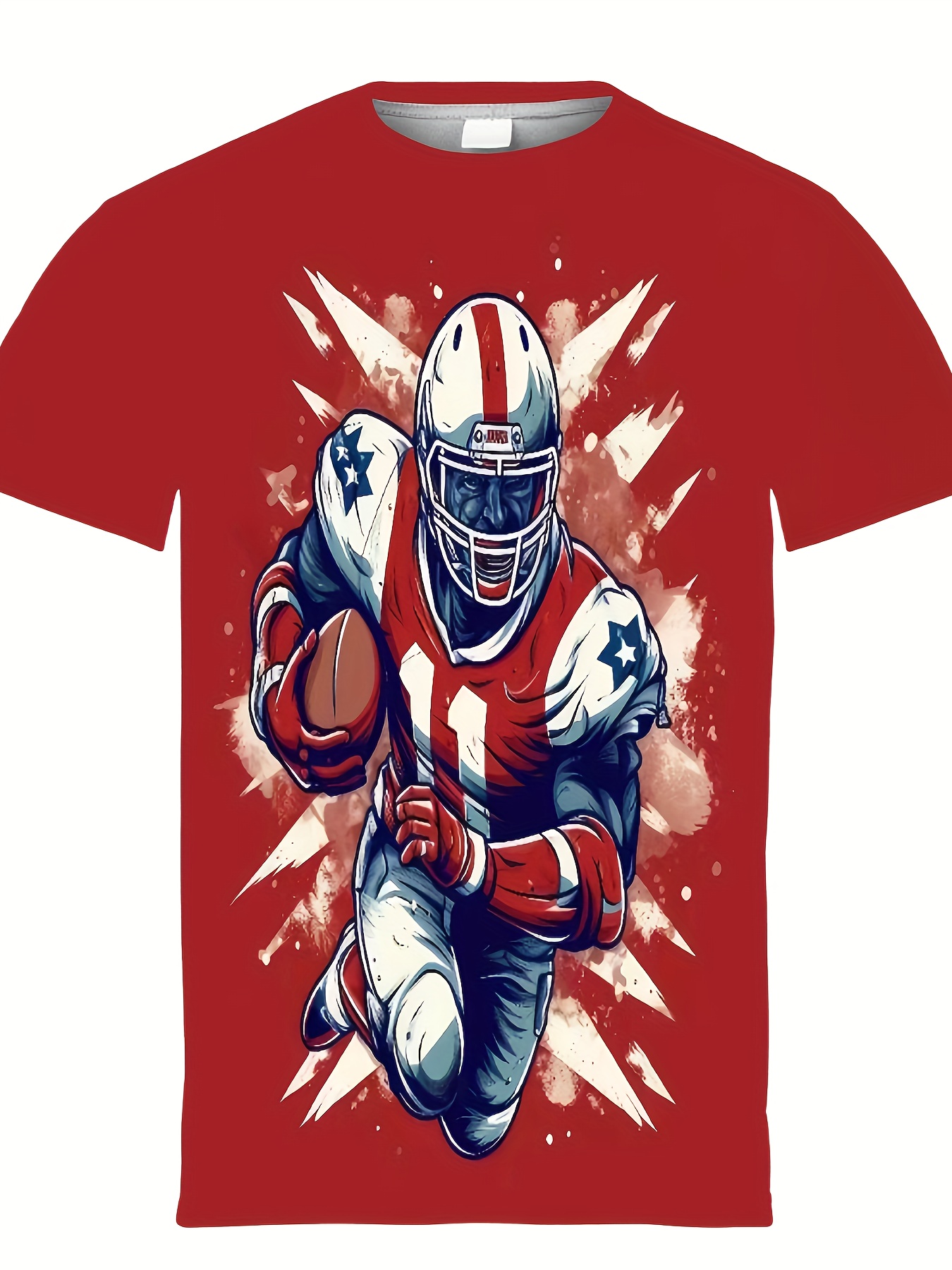 Plus Size Mens T Shirt Burning American Football Graphic Print T