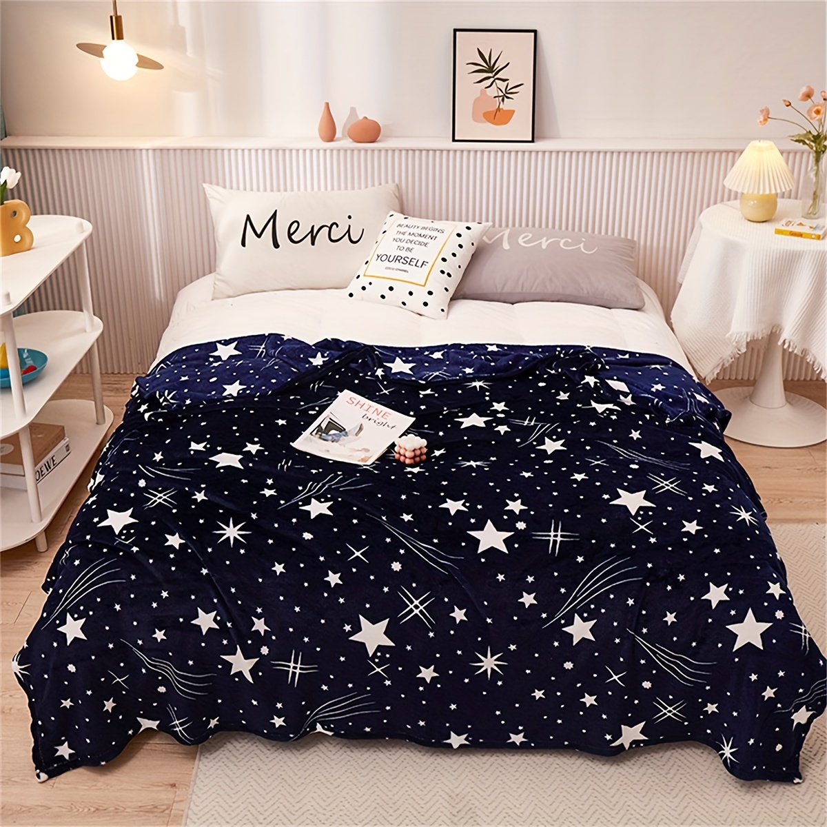 Flannel Printed Luminous Star Blanket Super Soft Comfortable - Temu