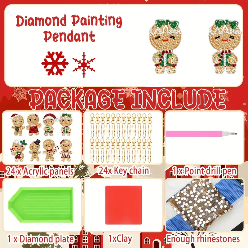 Christmas Diamond Painting Keychain Kit Diy Cartoon Diamond - Temu