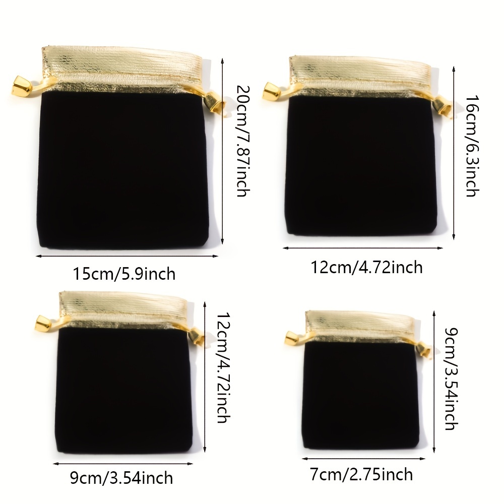 3 x 4 inch Black Velvet Drawstring Pouches